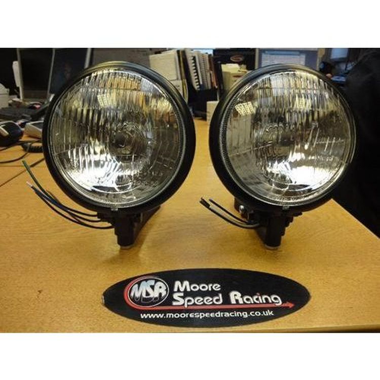 Bates Headlights With Clamps - Black Pair