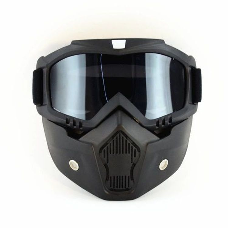 Goggle Mask Black with Smoke Lens for Motorcycle Helmets