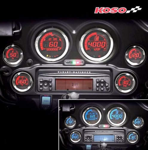 KOSO HD-02, 6 Gauge plug & play set - Harley Davidson FLHT, FLHX, FLTR Models