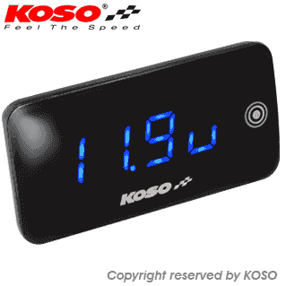 KOSO Super Slim Blue Temperature & Volt Gauge With Touch screen