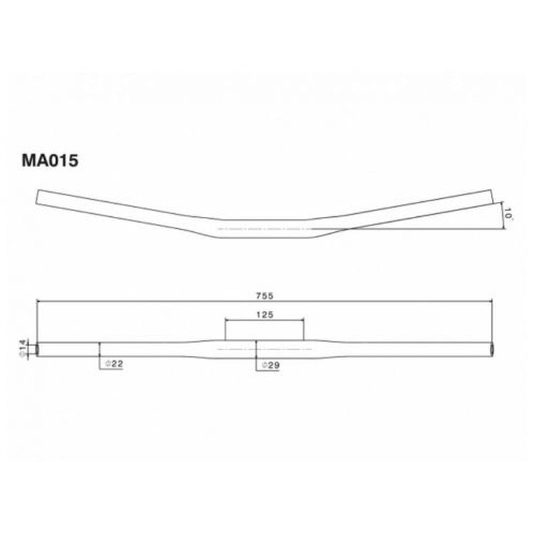 Rizoma 28.6mm Tapered Handlebar, Drag Bar bend, Aluminium