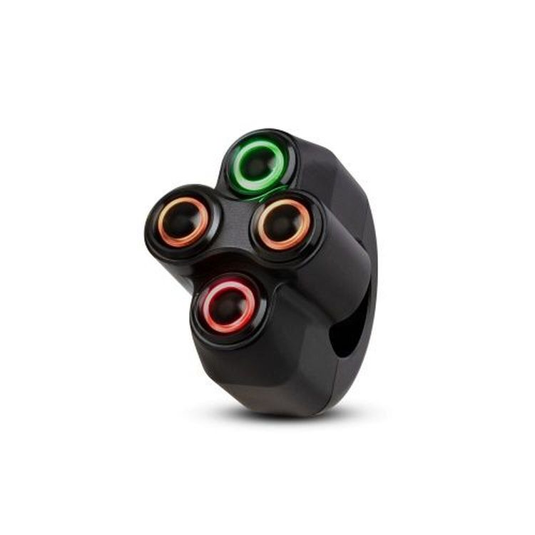 Rebelmoto 4 LED Button Billet Black Handlebar Switch Gear