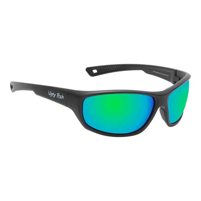 Ugly Fish Riderz Lifestyle Sunglasses - Matt Black Frame & Green Revo Lens