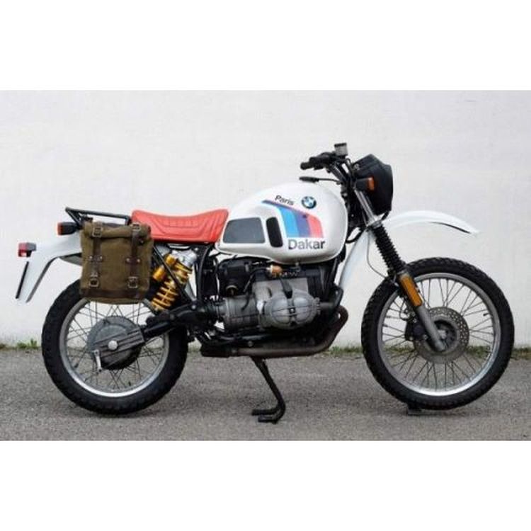 Unit Garage Waxed Suede Side Pannier Bag + BMW R80 G/S Right Subframe