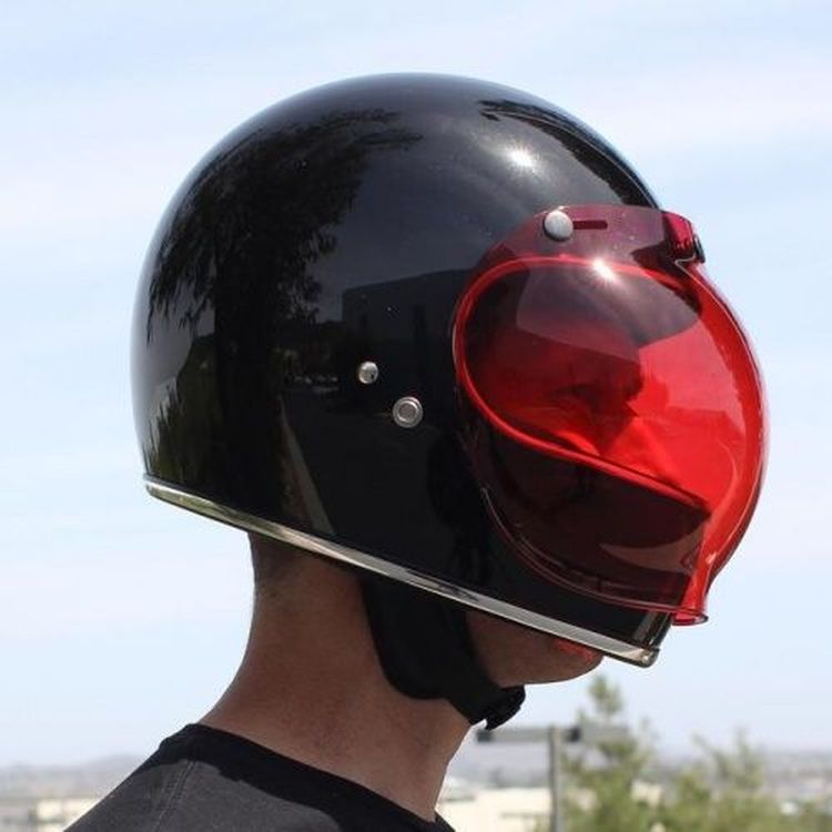 Biltwell Open Face Motorcycle Helmet Bubble Shield Visor Anti-Fog - Red