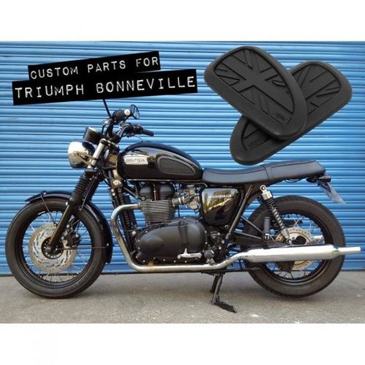 Fuel Tank Custom Knee Pads with Union Jack for Triumph Models by Motone