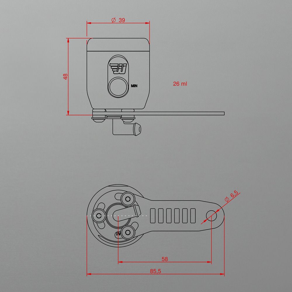 Wunderkind brake fluid reservoir (26ml) for Indian FTR 1200 models