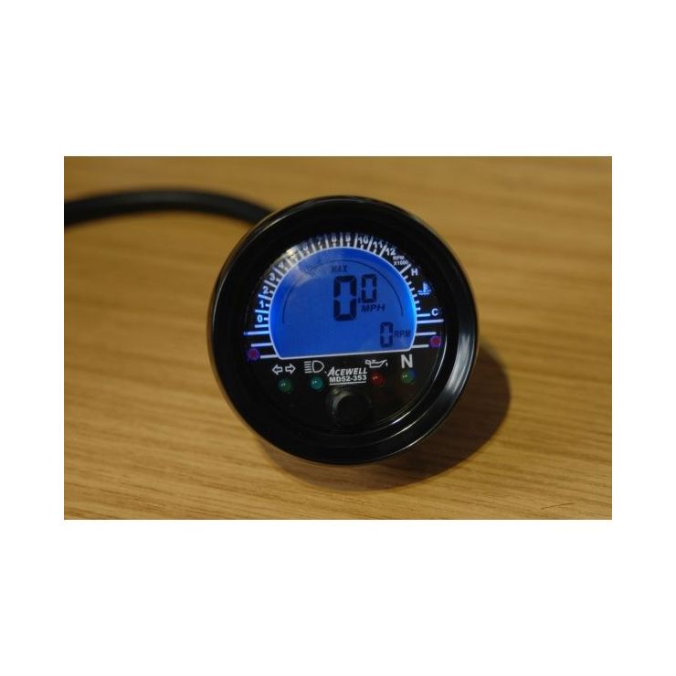 Acewell ACE-MD52-302 52mm Round Speedometer with Tachometer & Temperature