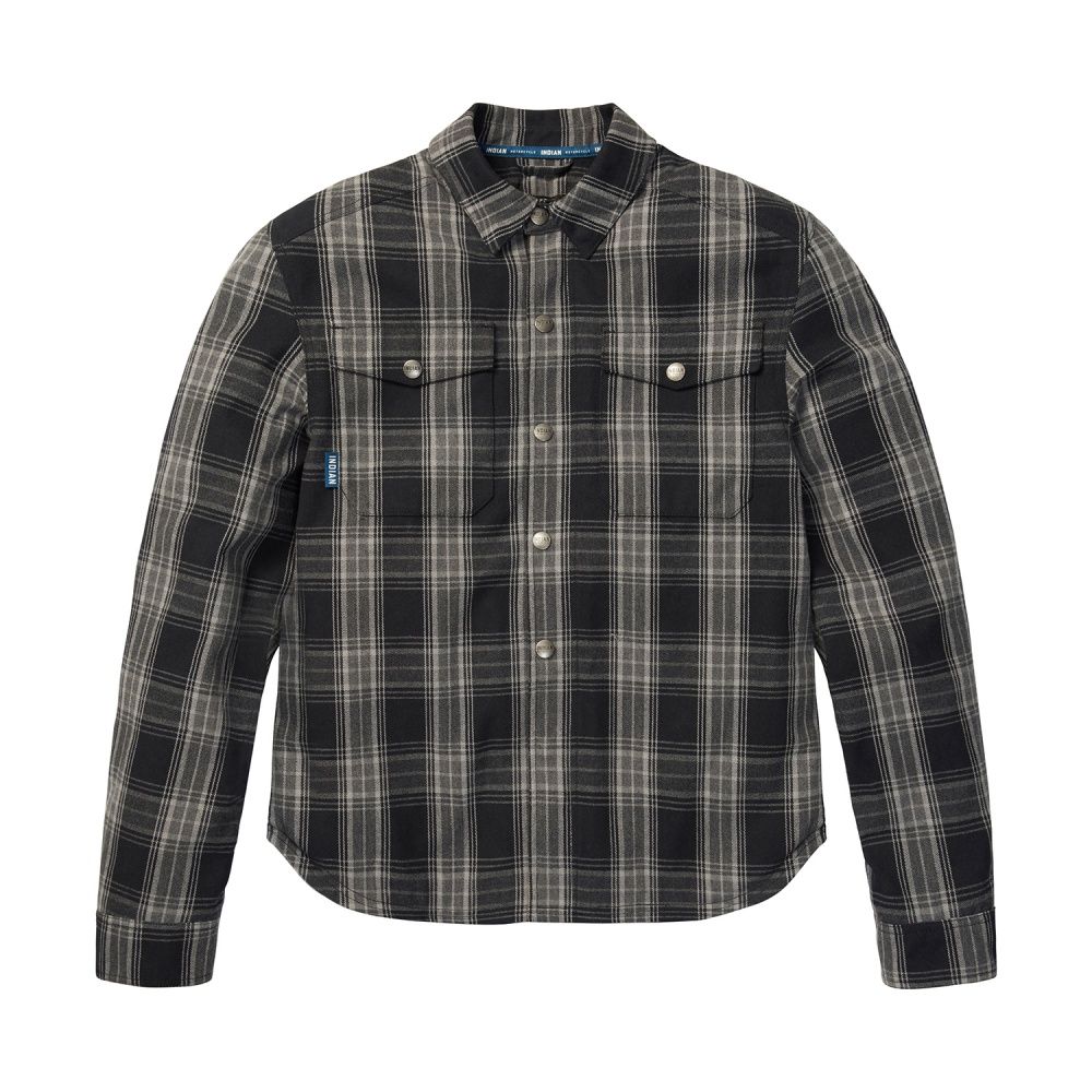 Indian Motorcycle men's 'Canyon' plaid armoured riding shirt - black