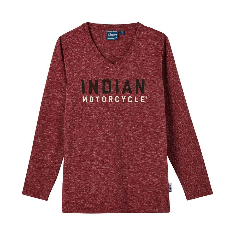 Indian Motorcycle Women's Watercolor Logo Long Sleeve T-Shirt - Red