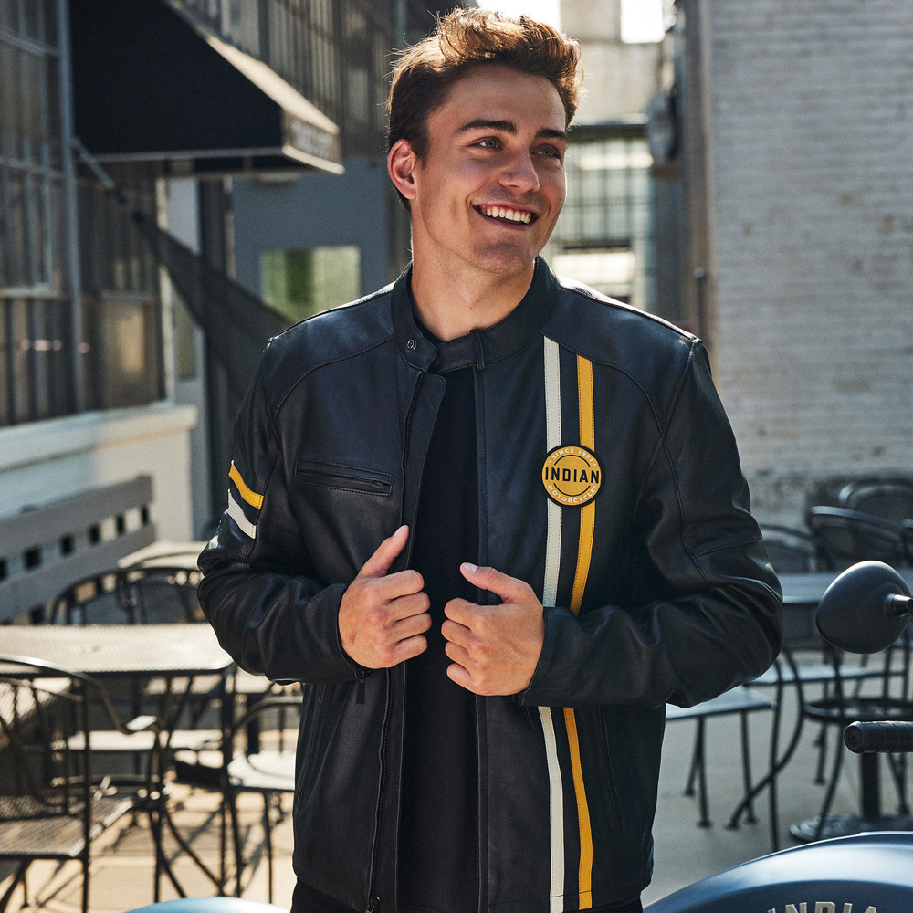 Indian Motorcycle Men's Black Leather Biker jacket