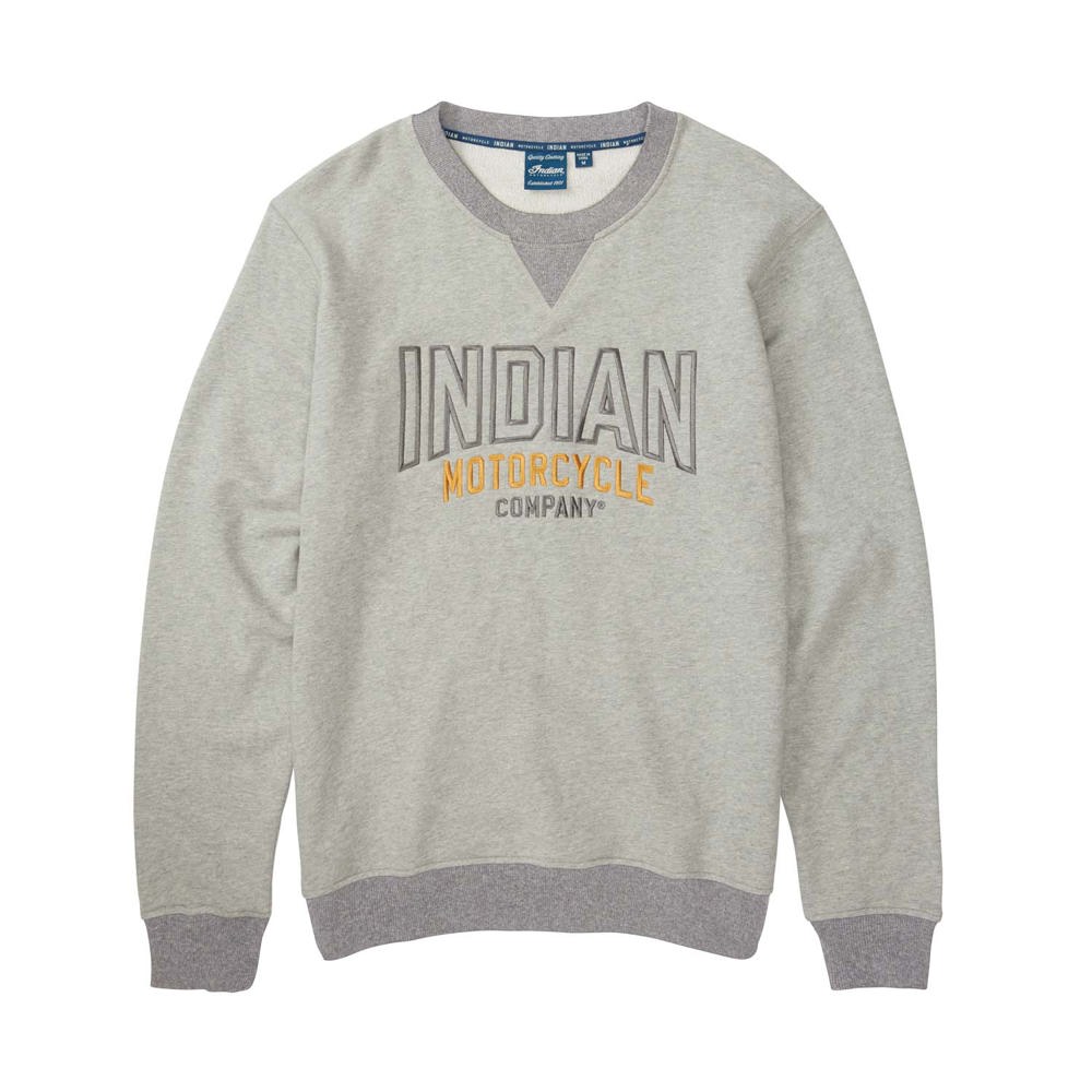 Indian Motorcycle Embroidered Ringer Sweatshirt - Grey