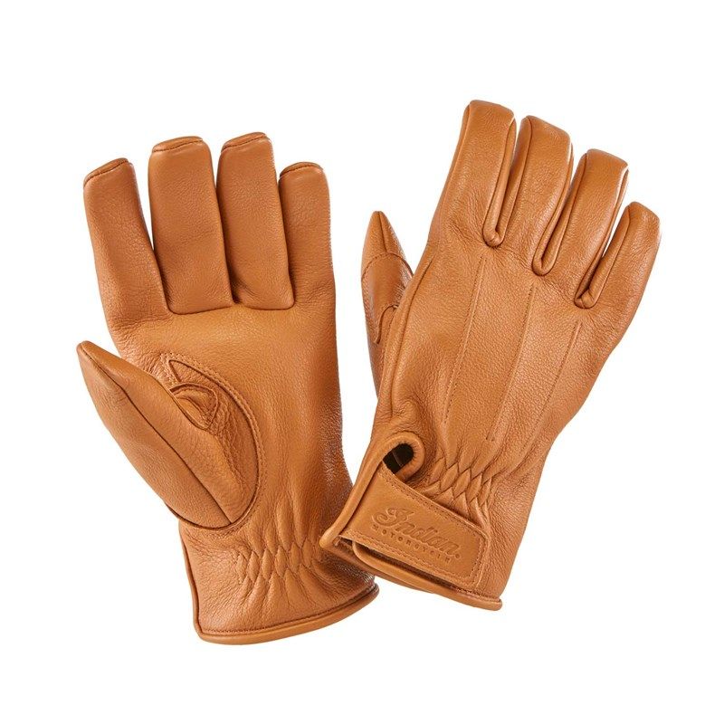 Indian Motorcycle deerskin strap gloves - tan