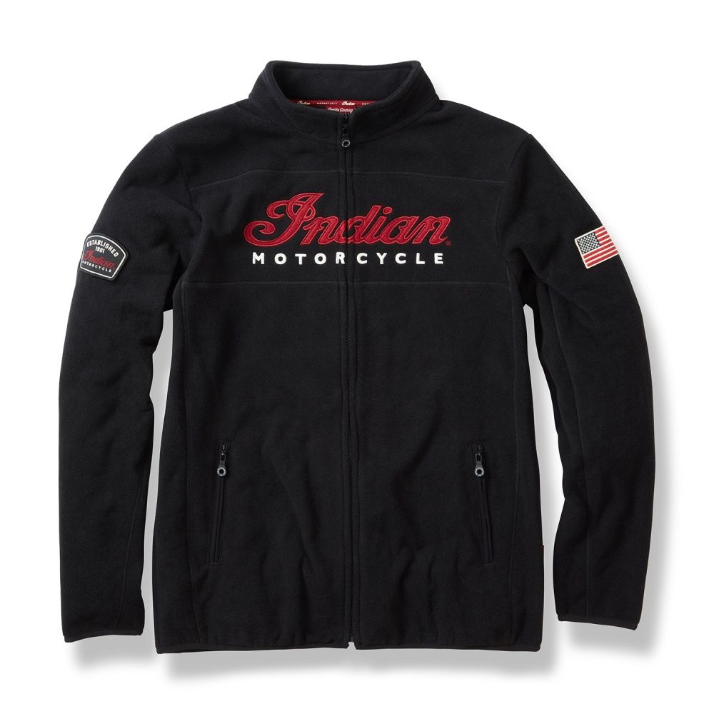 Indian Motorcycle Men's Zip-Thru Fleece (black) - Moore Speed Racing