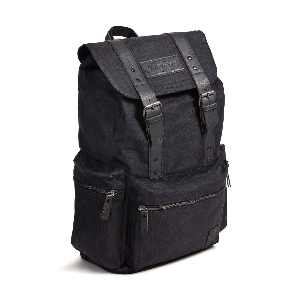 Indian Motorcycle Waxed Canvas Backpack - Black