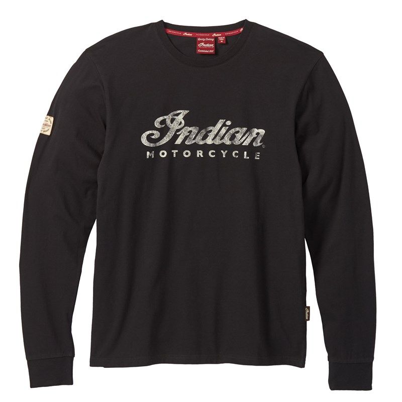 Indian Motorcycle Men's Long-Sleeve Script Logo T-Shirt (black