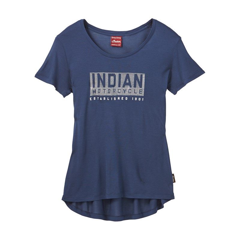 Indian Women's Logo Stud T-Shirt, Navy