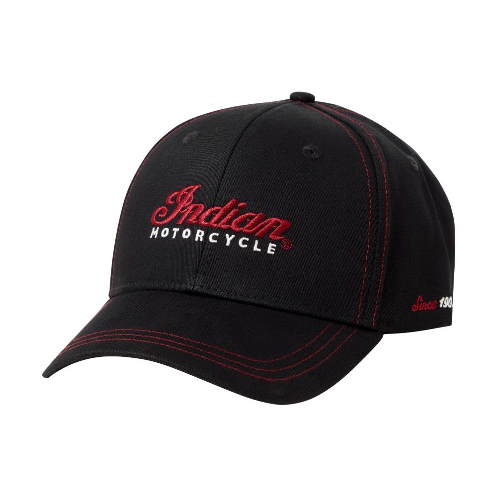 Indian Motorcycle Contrast Stitch Cap - Black