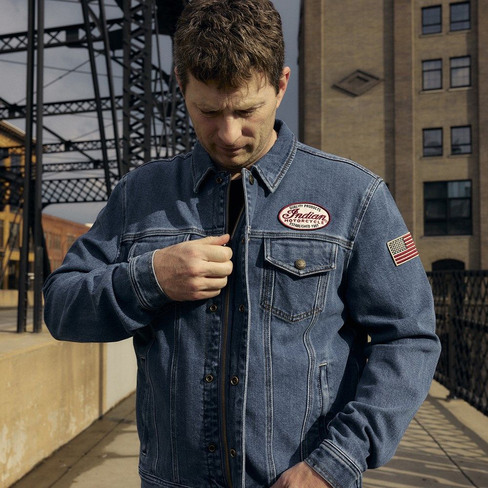 Indian Motorcycle men's denim jacket - blue - Moore Speed Racing