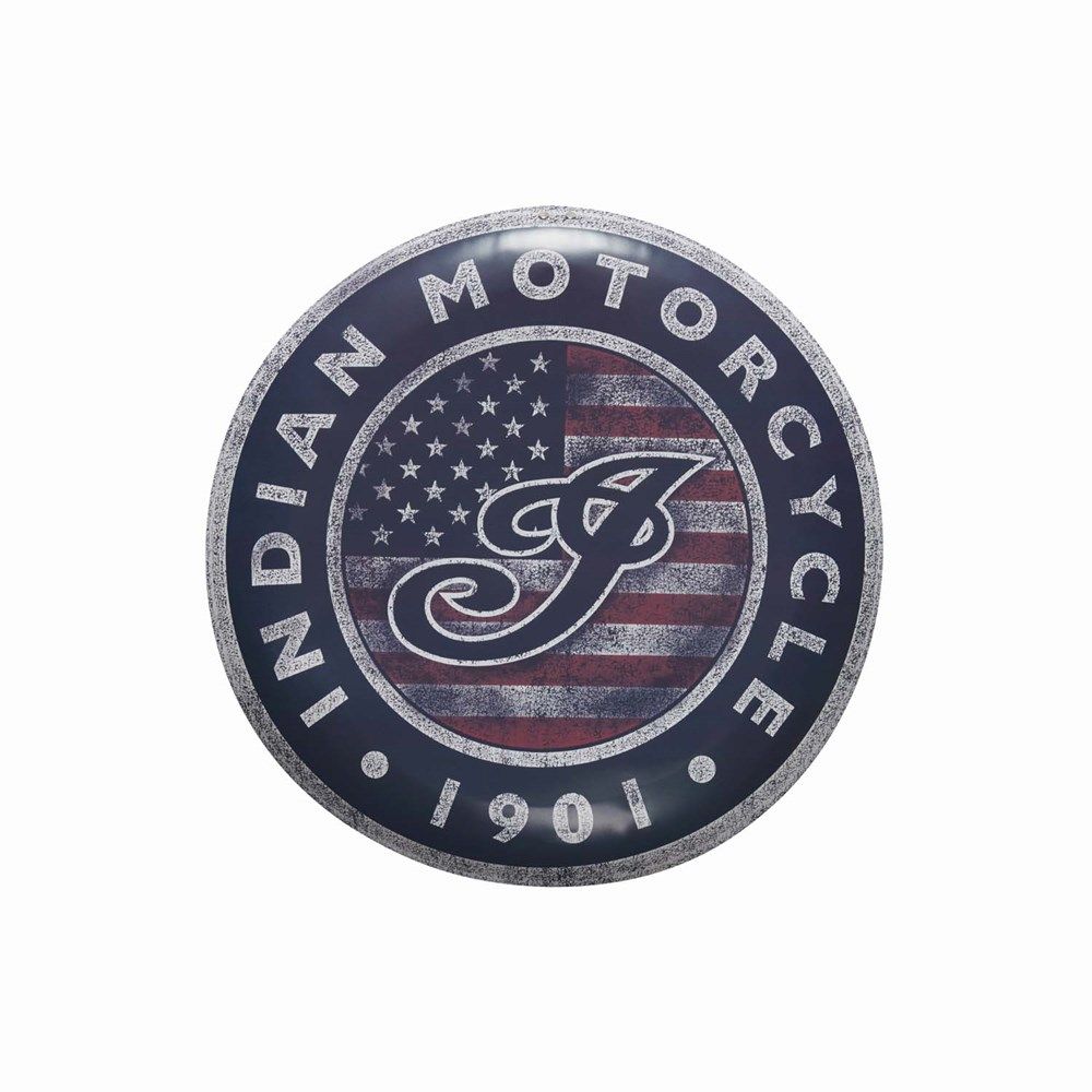 Indian Motorcycle USA Flag Logo Wall Sign