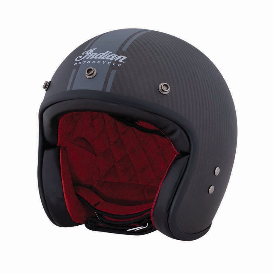 Indian Motorcycle Open Face Carbon Fibre Retro Helmet with Stripes