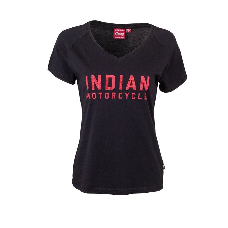 Indian Women's Starlight T-Shirt with Diamantes Logo, Black