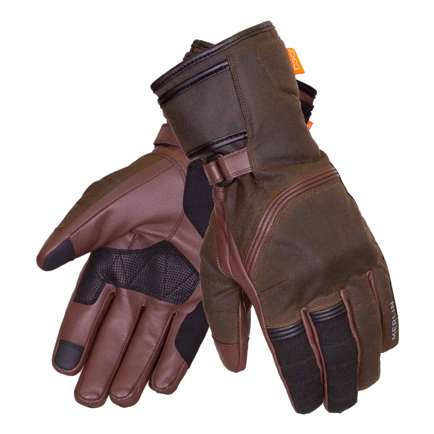 Merlin Ranger D30 Waxed Cotton Leather Waterproof Motorcycle Gloves Olive Moore Speed Racing