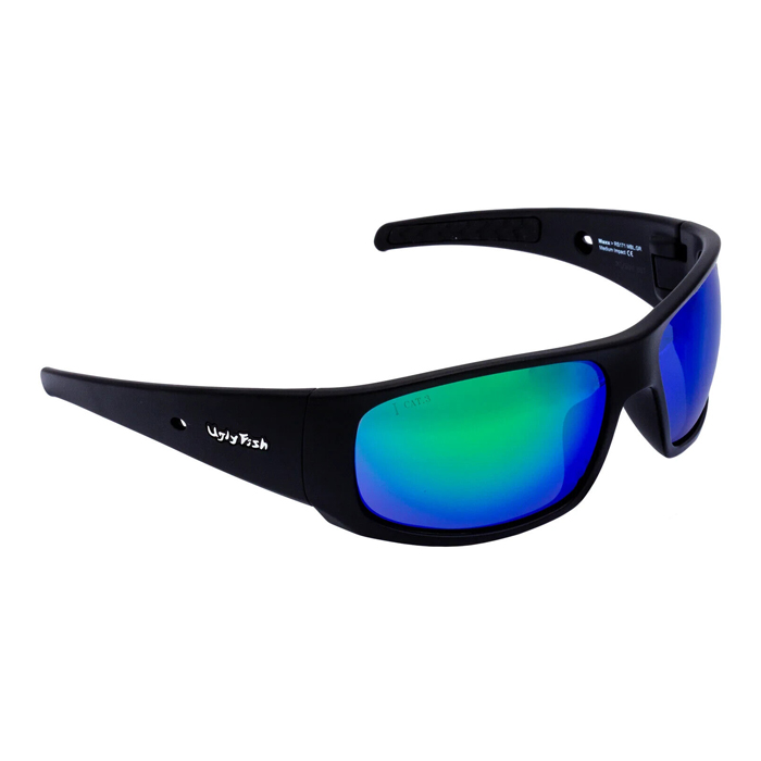 Ugly Fish Maxx Multi Functional Riding Sunglasses - Matt Black Frame & Green Revo Lens