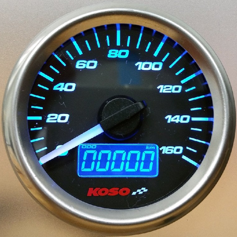KOSO D48 speedometer with black fascia