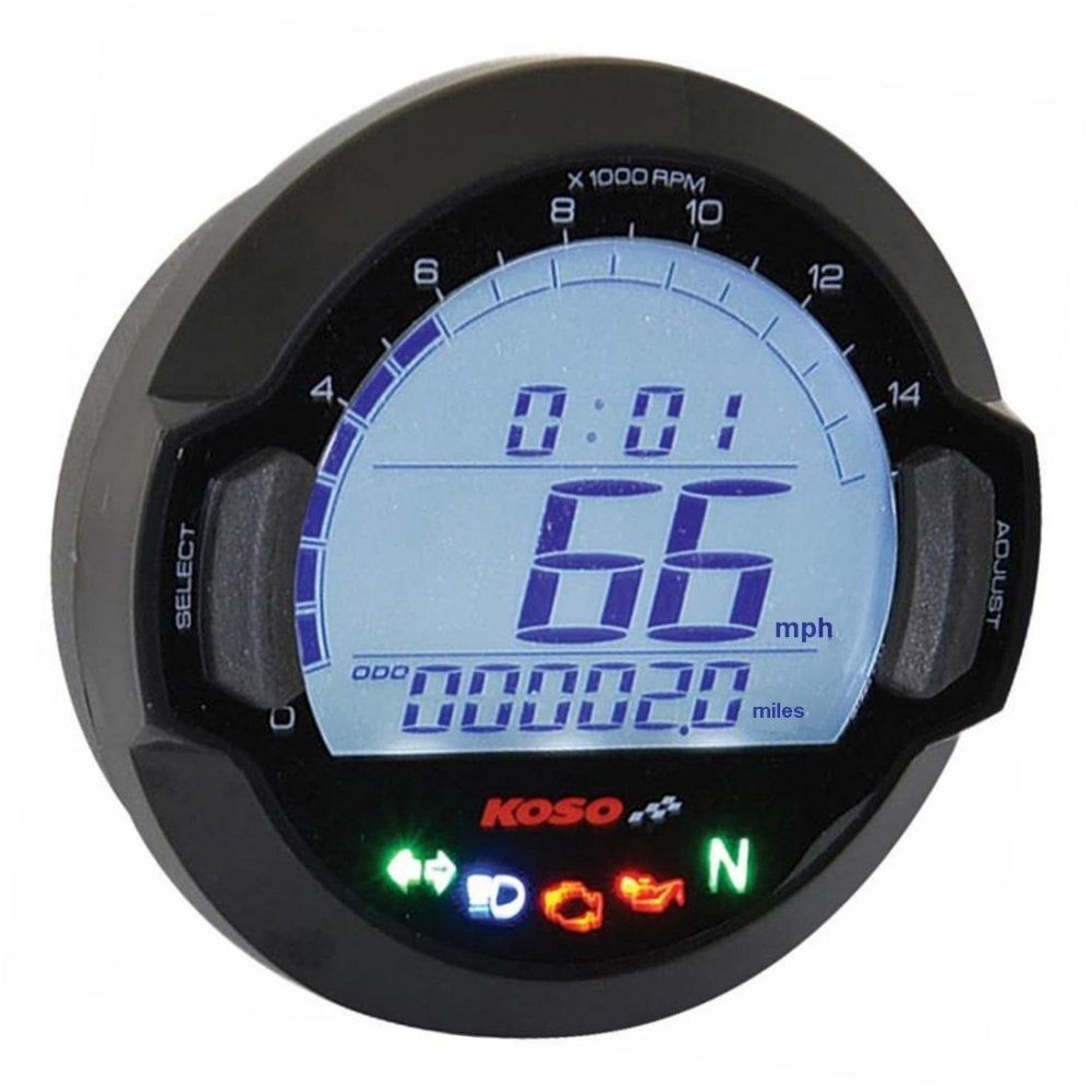 KOSO DL03SR Black Multifunction Speedometer Gauge Moore Speed Racing