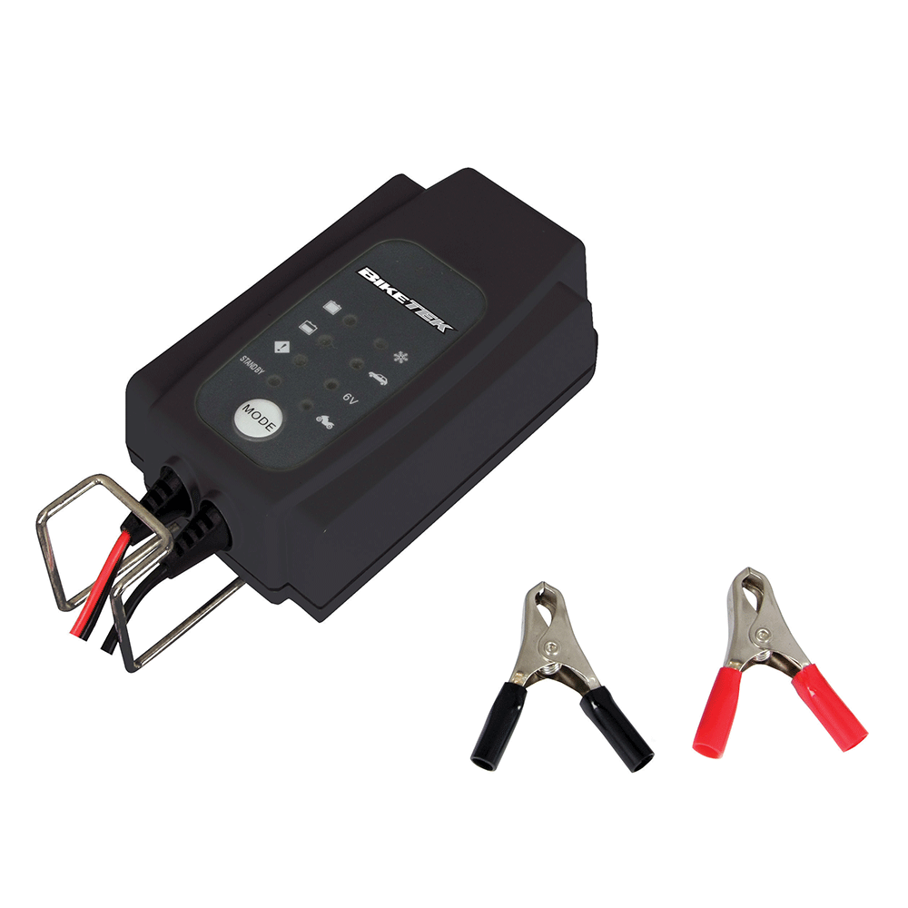 BikeTek 6/12V 0.8A/3.8A 4 Stage Motorcycle Battery Charger With UK Plug