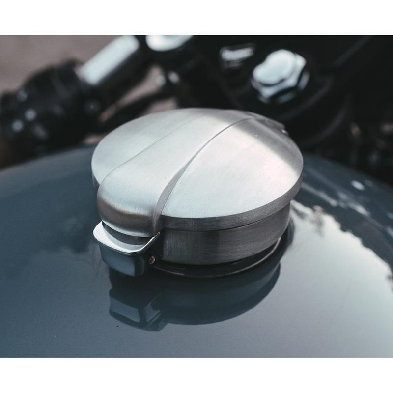 Monza Flip Lid Fuel Tank Billet Brushed Finish Cap For Triumph and Harley Davidson by Motone
