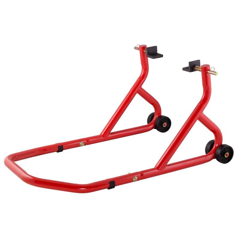 BikeTek Rear Paddock Stand with Swing Arm Cup Adapters in red