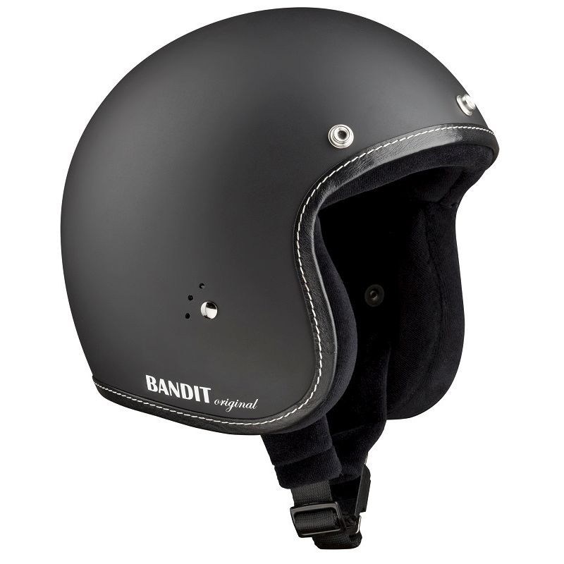 Bandit Jet Premium Matte Black Open Face Motorcycle Helmet Moore