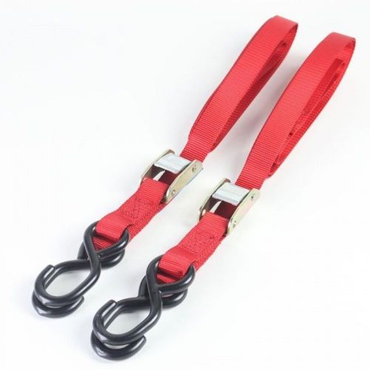 Motorcycle 2 Peice Autolock Red Tiedown Strap Set